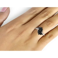 Nakit klub 0. 1 karatni crni dijamantni prsten od srebra za žene