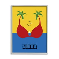 Stupell Industries Tropska aloha izgovarajući dizajn palmi s kupaćim kostima, 30, dizajn atelirskih plakata