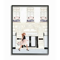 Stupell Industries Fashion Building Woman Shopper Glam akvarel Dizajn uokvirene zidne umjetnosti Amanda Greenwood