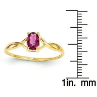 Primalno zlato karatno žuto zlato ružičasti turmaline rođeni prsten
