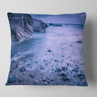 DesignArt mirno vrijeme na plaži na zalasku sunca - jastuk za bacanje morske obale - 18x18
