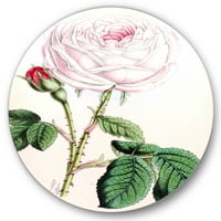 Designart 'drevni ružičasti cvijet' Tradicionalni krug metal zida - disk od 36