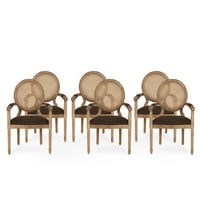 Plemenita kuća Huller francuska drvena stolica za ručavanje, set od 6, smeđa, prirodna
