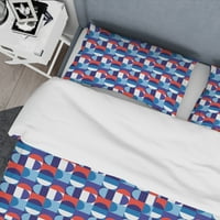 DesignArt 'plava, crvena i bijela polka točkica' Moderni pokrivač u sredini stoljeća