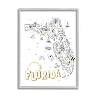 Stupell Industries Florida State Destinacije za crtanje karata dijagram 20, dizajn Ziwei Li