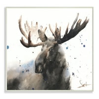 Studell Home Decor Majestic Moose akvarel slika s plavim platno platno zidna umjetnost