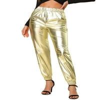 Jedinstvene ponude ženske stranke iskričavaju sjajne metalne jogger hlače visokog struka