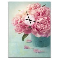 DesignArt 'Pink Peony Flowers in Vase' Cvjetni zidni sat