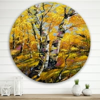 DesignArt 'breze u žutoj jesenji šuma šuma' Country Circle Metal Wall Art - Disk od 11