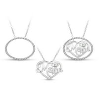Bijeli CZ Sterling Silver Mom Heart Circle 3-umjenjiva ogrlica, 18