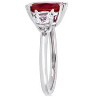 Donje prsten Miabella sa 6-karatno rubin T. G. W. i bijelim сапфиром T. G. W. od 10-karatnog bijelog zlata s 3 kamenjem