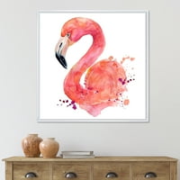 DesignArt 'Sažetak portret Pink Flamingo I' Farmhouse uokvirena platna zidna umjetnička tiska