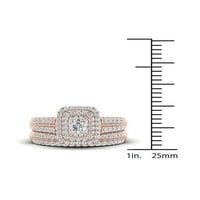 1CT TDW Diamond 14K ružičasti zlatni halo zaručnički prsten set