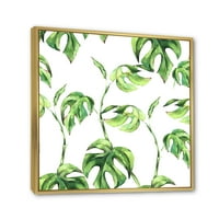 DesignArt 'Drevni cvjetni tropski listovi II' Tropska uokvirena platna zidna umjetnička tiska