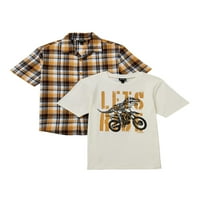 Bleached Boys 'Bothud-up karirana majica i grafička majica, 2-komad, veličine 8-18
