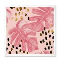 Dizajnerska umjetnost grubi potezi kistom u ružičastoj boji uokvireni tropski umjetnički tisak