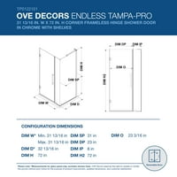 OVE Decors Tampa-pro 31- in. W in. H pravokutni kutni tuš kućište s okretnim okvirima bez tuša u kromu