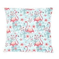 DesignArt tropski botanički proizvodi, cvijeće i flamingo iii 'Moderni jastuk za bacanje srednjeg stoljeća - 12x20