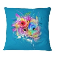 Dizajnirati ljeto šareno cvijeće na plavom - cvjetni jastuk za bacanje - 18x18