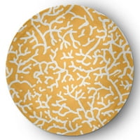 5-inčna okrugla prostirka od šenila s algama u stilu plaže, žuta sa žumanjkom