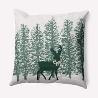 Božićni jastuk u zelenoj boji s Jelenom u šumi, zimski jastuk od mekog Predenog poliestera za unutarnju i vanjsku