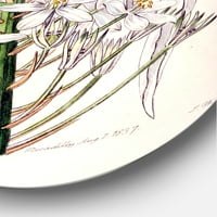 DesignArt 'Bijela vintage orhideja I' Tradicionalna metalna zidna umjetnost kruga - disk od 11