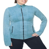 Ženski plus aktivni mock vratni zip-front jakna s džepovima s patentnim zatvaračem