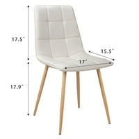 Lacoo srednji bek PU koža i metalna stolica za blagovaonicu nalik na drva suvremeni salon za blagovaonicu, kuhinju