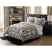 America Pixel Queen Bed Comforter Set in White