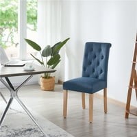 Easyfashion Modern tkanina tapecirana stolica za ručavanje visokog leđa, set od 2, plava