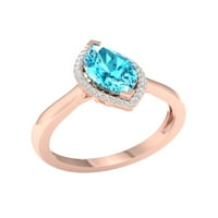 Imperijalni dragulj 10k ružičasto zlato markiza izrezana švicarski plavi topaz ct tw dijamant halo ženski prsten