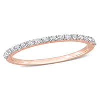 Carat T.G.W. Stvoren bijeli safir 10kt ružičastog zlata polu-privjesnog prstena