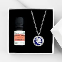 Difuzor ulja za aromaterapiju s kristalnom ogrlicom poklon set esencijalnih ulja-srebrna ogrlica i ulje naranče