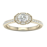 3 4CT TDW Dijamant 14K Žuti zlato cvijet halo zaručnički prsten