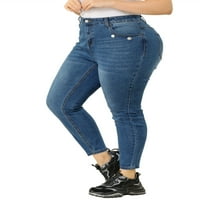 Jedinstvene ponude ženske plus veličine Mid Rise traper rastezanja isprane mršave traperice