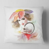 Dizajnerska žena s ogledalom-apstraktni jastuk za bacanje-18.18