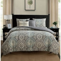 Domaća Victoria Floral Medallion 5-komad Reverzibilna kompanija za posteljinu set s ukrasnim jastucima
