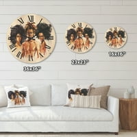 Dizajn „Afro američki modni portreti“ glam drveni zidni sat