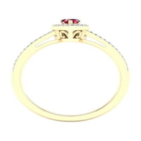 Imperijalni dragulj 10k žuto zlato okrugli rez rubin ct tw dijamantni oblik srca halo ženski prsten
