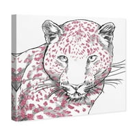 Wynwood Studio životinje zidne umjetničke platnene otiske 'Slitter Stripes leopard Pink' Make - bijela, ružičasta
