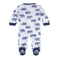 Burt's Bees Baby Baby Boy Sleep and Gay PJS, organski pamuk jednodijelni romper kombinezon zatvarača prednja