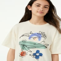 Prevelika majica s grafičkim printom za djevojčice, veličine 4-18