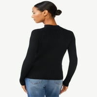 Ženski džemper od kornjače s okruglim vratom s ravnim rebrima