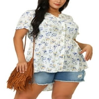 Jedinstvene ponude juniorke, plus size cvjetni v vrat visoki niski hem peplum bluza