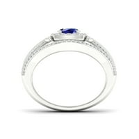 Imperijalni dragulj Sterling Silver okrugli rez stvorio je Cejlon Sapphire i stvorio bijeli safirski zaručnički