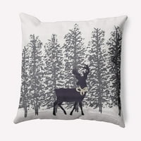 Jednostavno Daisy ljubičasto-sivu obojenu jeleni kroz šumu zimskog mekog vrtlog poliestera ukrasnog jastuka, 26